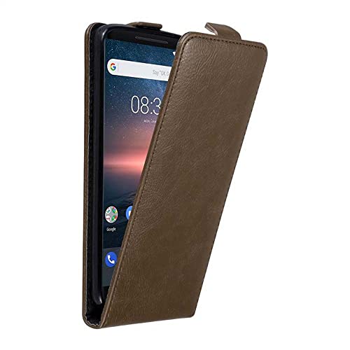 Cadorabo Hülle kompatibel mit Nokia 8 Sirocco Flip Design aus Premium Kunst Leder Flip Klappbare Stoßfeste Magnetische Cover Hülle für Nokia 8 Sirocco Tasche in Braun