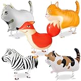 PACKUNGSINHALT - Dieses Paket enthält 3 Walking Cats+1 Walking Fox+1 Walking Zebra Ballon, genug, um Ihre Geburtstagsfeier zu dekorieren und sie schöner zu machen. Sie können Ihre Kinder auch mit diesen Tier Luftballons spazieren führen,es wird auch viel Spaß machen. Diese ballons sind so niedlich