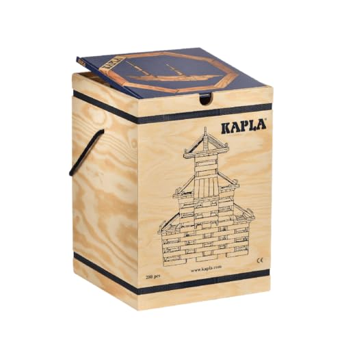 KAPLA - Scatola da 280 pezzi, 280 piastrine in legno di pino e 1 libro d'arte blu, giocattolo di legno, da 2 anni…
