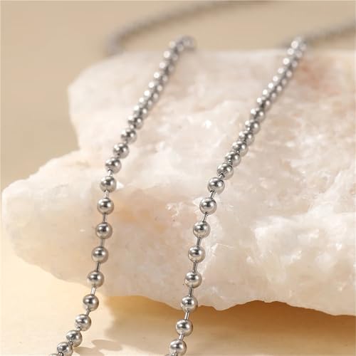 Collier en acier inoxydable perles rondes : idée cadeau de vacances