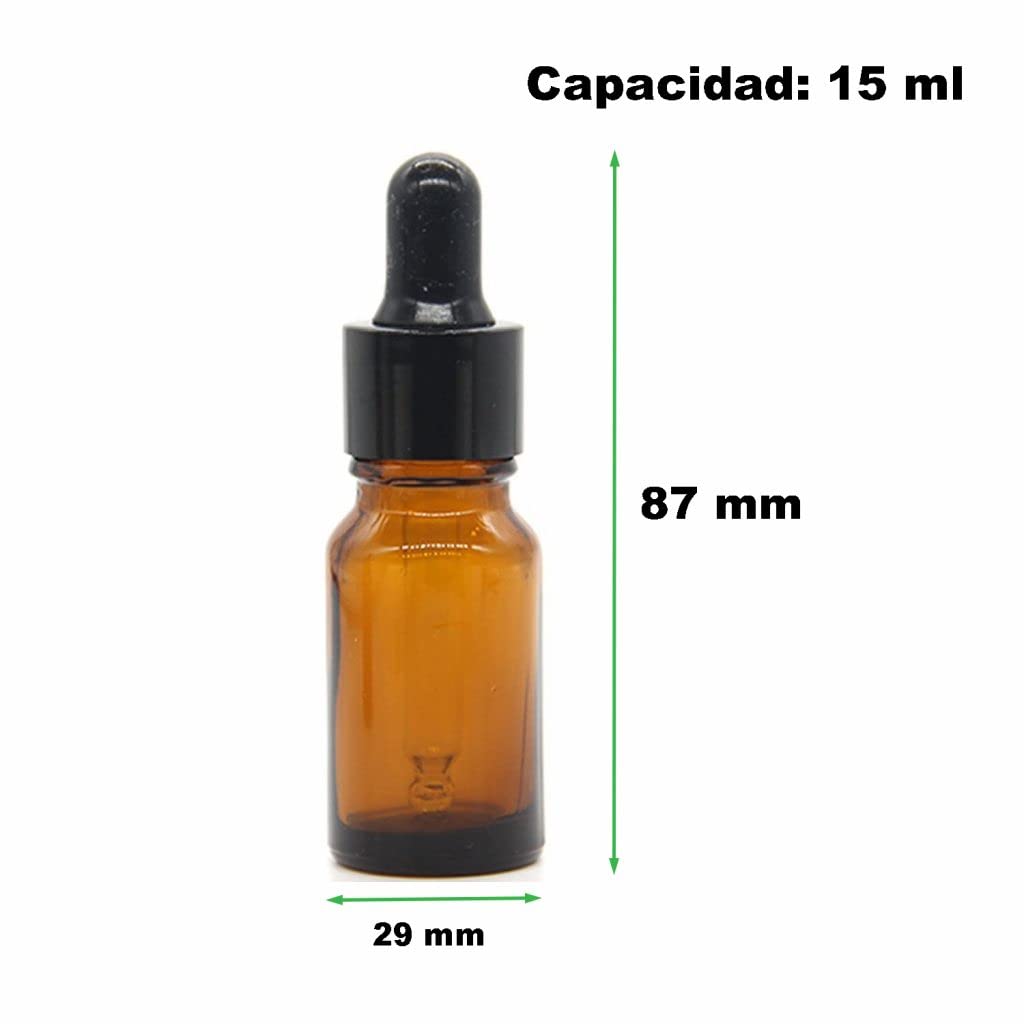 Botellas con cuentagotas Cristal Marron 15 ml para Aceites Esenciales