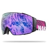 NAKED Optics® Skibrille Snowboard Brille für Damen und Herren - Verspiegelt mit Magnet-Wechselsystem – Ski Goggles for Men and Women (Electric-Purple, ohne Schlechtwetterglas)
