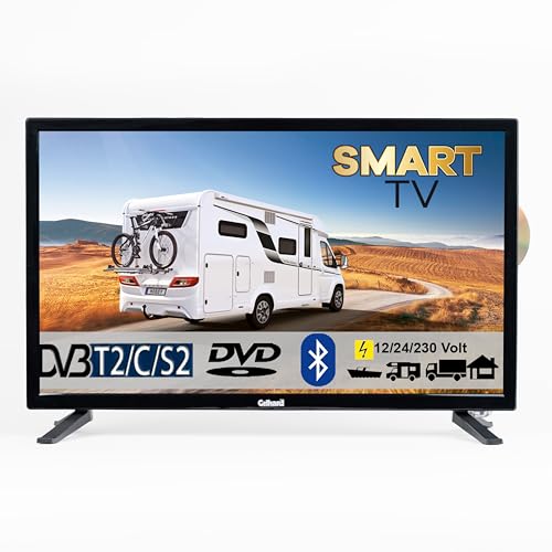 Gelhard GTV2756 LED Smart TV mit DVD und Bluetooth DVB-S2/C/T2 für 12V u. 230Volt WLAN Full HD Caravan/Camping/Boot/Truck/LKW