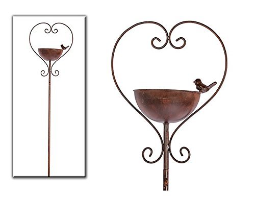Preisvergleich Produktbild Vogeltränke Herz auf Stab aus Metall Länge 155 cm