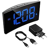 【DISEÑO DE CURVA Y 6 BRILLOS AJUSTABLES】 Holife Reloj Despertador Digital presenta una pantalla LED de 5 "con elegante diseño de curva sin bordes. La pantalla se puede atenuar en 5 niveles o se puede apagar completamente. La alarma se puede encender con la pantalla completamente apagada para garantizar la calidad del sueño por la noche.