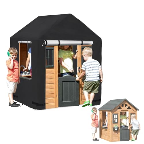 Hadisi Outdoor Kids Playhouse Cover,Waterproof Cover for Backyard Discovery Outdoor Wooden Playhouse and Other Brands Kids' Playhouse of The Same Size(Black-43 W x 47