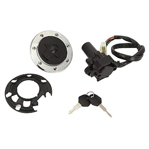 INNOGLOW Motorcycle Ignition Switch Key Fuel Gas Cap Cover Kit Lock Key Set for Kawasaki ZX 6R 7R ZZR