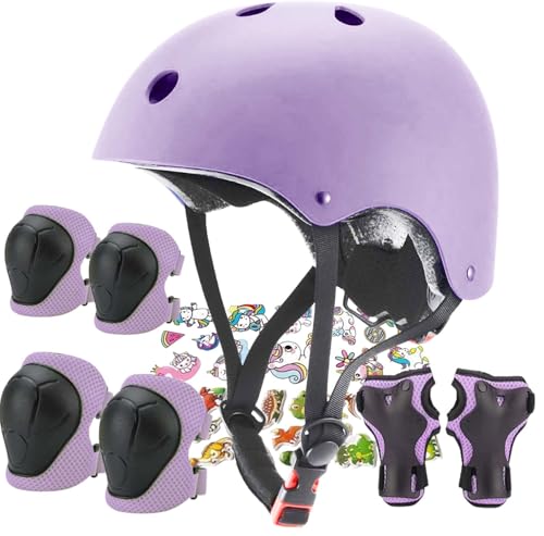 Image of FOOKCIAN Kids Helmet,Toddler Skateboard Helmets for Ages 2-3-5-8-14 Years Boys Girls with Knee and Elbow Pads Wrist Guards fit Roller Skates,Skateboarding,Skating Scooter Adjustable Kids Helmet