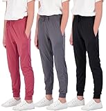 3 Pack:Girls Lounge Joggers Soft Athletic Track Warmup Casual Sweatpants Clothes Little Sports Pajama Kids Clothing Youth Children Sweats Big Teen Running Elastic Pants Basketball-Set 2, XL (16)