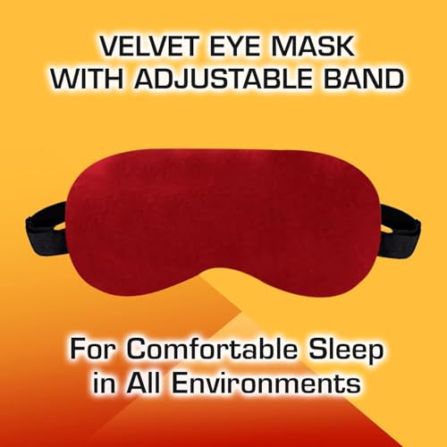 Image of Billebon Memory Foam Travel Neck Pillow with Magnetic Fabric Luxury Neck Support Pillow for Comfortable Travel, Washable Removable Cover (Red with Eye Mask)