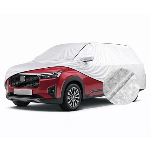 Image of SEAZEN Waterproof Car Cover for Honda Elevate | Dustproof, UV & Scratch Resistant Soft Cotton Lining | Triple Stitched, Mirror Pockets & Elastic Hem | Metallic Silver with Black Piping