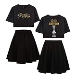 Flyself Damen Kpop Stray Kids T-Shirts und Rock Set Gedruckt Zweiteiler Lässige Sommer T-Shirts + Rock Anzug Active Trainingsanzüge Bang Chan Changbin Hyunjin Jisung Minho Woojin