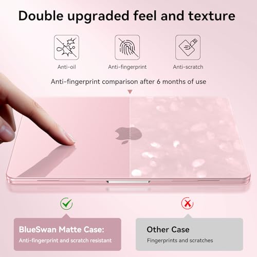 Image of BlueSwan for MacBook Air 13 inch Case, M4 M3 M2 2025-2022 A3240 A3113 A2681, 100% Match Official Color, Scratch Resistant, Easy to Snap on, Air 13.6 Hard Shell Protective Laptop Cover, Matte Pink