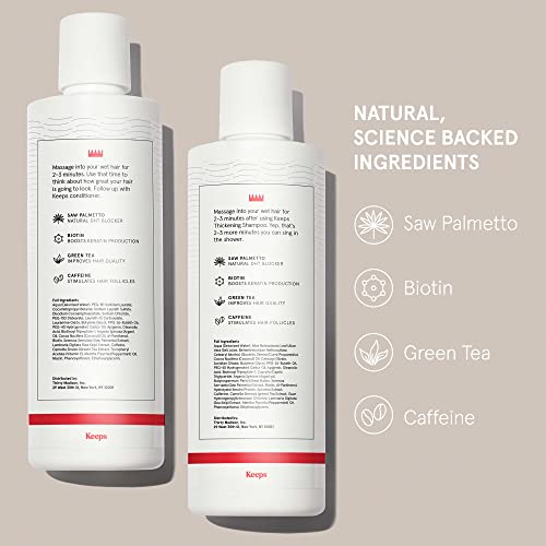Keeps Hair Thickening Shampoo & Conditioner Set - Treatment For Thinning Hair And Hair Loss - Regrowth For Fuller, Thicker Looking Hair - Infused With Biotin, Caffeine, & Saw Palmetto #TOP1