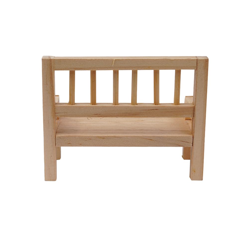 Sarini 2pcs Wooden Bench Dollhouse Mini Furniture 1:12 Scale Garden Wooden Bench Furniture Garden Decoration - Image 4