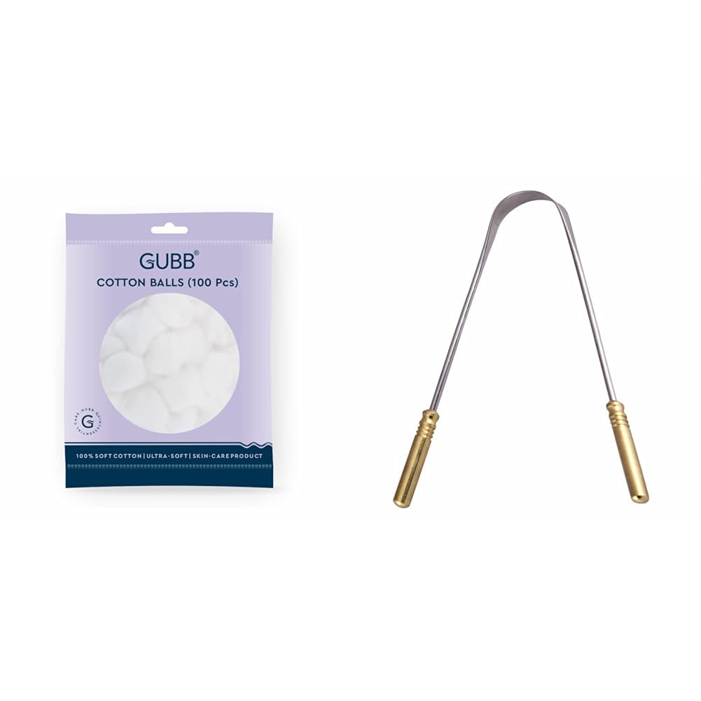 GUBB Hypoallergenic 100% Cotton Balls For Face Cleansing & Makeup Removal - Deeply Cleanses & Removes Dirt Gently | Safe for Sensitive Skin, White - 100 PCs G+ Tongue Cleaner For Adults & Kids-image-19