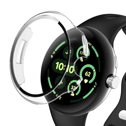 RoSoki Google Pixel Watch 3 45mm 対応 ケース 保護カバー スマートウォッチケース 強化ガラス 一体型 耐衝撃 PC素材 超薄型 カバー 傷防止 高速反応 耐衝撃 全面保護 脱着簡単 軽量 Google Pixel Watc