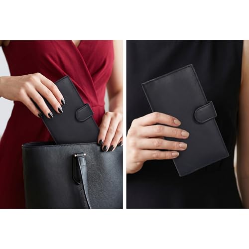 Image of Oak Leathers Checkbook Cover Slim Minimalist For Men with RFID Blocking Credit Card Holder Wallet (Charcoal)