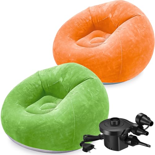 MALLOOM 2 Chaises Poufs Gonflables pour Adultes – Canapé Paresseux Gonflable avec Pompe Électrique – Canapé Portable Pliable pour Salon, Chambre,...
