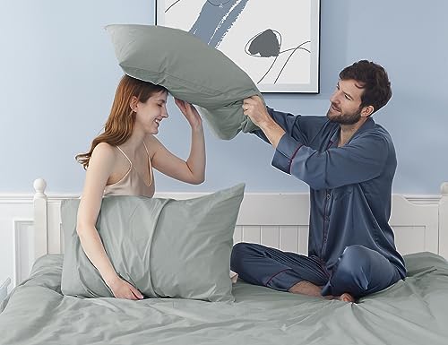 Pillow Cases, King Size Cotton Percale Weave Pillowcases, Pre-Shrunk Breathable and Hypoallergenic Pillowcases, Set of 2 (2 Piece King 20 Inch x 40 Inch, Storm Gray)