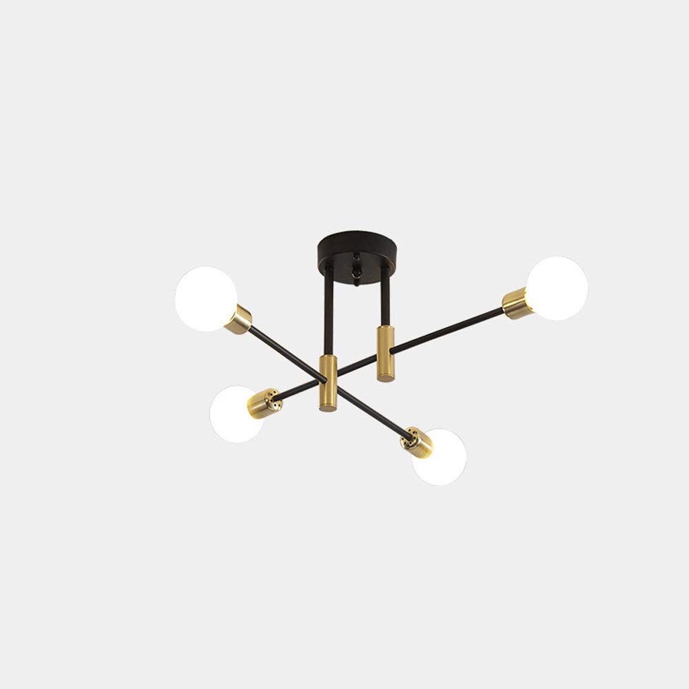 Lámpara de techo nórdica moderna de 6 luces con iluminación Edison y diseño industrial en cruz
