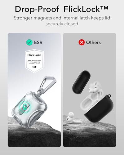 Image of ESR for AirPods Pro 3 Case (2025), Compatible with Airpods Pro 3rd Generation Case (USB-C Cable), Effortless MagSafe, Drop-Proof Lock, Easy Open, Cyber Series, Gray