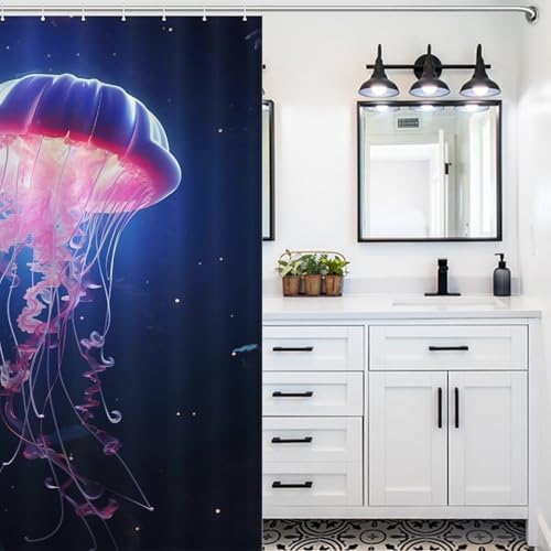 Rideau de douche imperméable en polyester lavable 140x183cm avec 12 crochets - 5