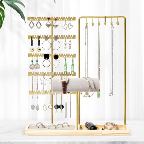Culinavog Jewellery Organiser and Tray, Jewellery Stand, Jewellery Display Stand, Earring Bracelet Holder, Necklace Stand, Jewelry Holder Organizer for Bracelet Necklace Watches Rings - Cosy Home Interiors Culinavog Jewellery Organiser and Tray, Jewellery Stand, Jewellery Display Stand, Earring Bracelet Holder, Necklace Stand, Jewelry Holder Organizer for Bracelet Necklace Watches Rings