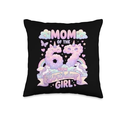 Mom 67 Meme Birthday 7 Years Old Watercolor Pastel Rainbow Throw Pillow