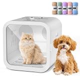 DuckSky 70L Automatic Pet Hair Dryer Box, Dual Motor Fans Blower for Small Dogs and Cats, 360° Drying Grooming, Temp Control, Self-Dryer Boxes with 4 Adjustable Wind & 5 Drying Modes, 5 Towels, White