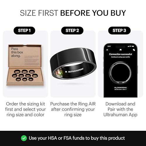 Image of ULTRAHUMAN Ring AIR - Smart Ring | No App Subscription Fee | Size First with Sizing Kit | Sleep, Activity & Heart Rate Tracking | Fitness Ring for Men & Women (Aster Black, 5)