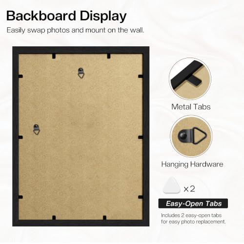 Image of Picrit 12x16 Picture Frame 3 Pack, Wall Mount Display, Black Wood Grain