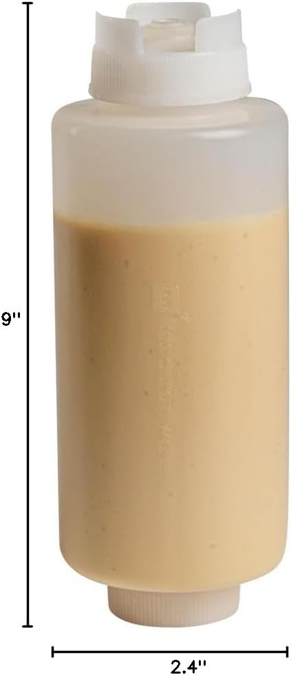 Restaurantware 32oz and 16oz First In First Out Inverted Plastic Squeeze Bottles with Refill and Dispensing Lids - Perfect for Restaurants Catering and Food Trucks