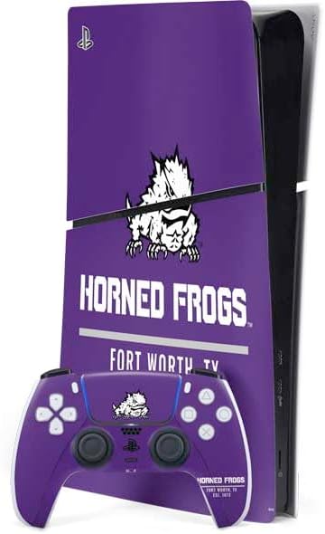 Skinit Decal Gaming Skin Compatible with PS5 Slim Digital Edition Bundle - Officially Licensed Texas Christian University TCU Horned Frogs Logo Design