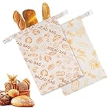 Doafoce 2 Piezas Bolsas para Pan de Cera de Abejas Reutilizar Bolsa Pan Tela 42x30cm para Pan Casero Verduras Frutas