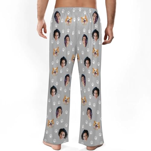 Customized Gifts for Men Women - Custom Heart Funny Dog Cat Pajama Pants - Custom Valentines Mens PJ Pants with Face on Them4