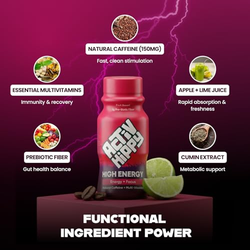 Image of ActivHippy High Energy Drink Shots | With 150 mg Natural Caffeine | No Added Sugar | Cola Twist Flavour| Pack of 6 x 60 ml