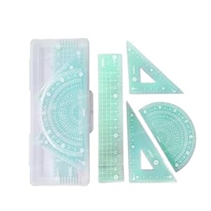 Kidivo School Geometry Set Ruler Set, Triangle Ruler, Square, Square Ruler | 4 Set In Single Pack | Math Protractor | Geometry & Math Rulers | Pack of 1