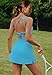 LAMISSCHE Womens Tennis Dress Built with Bra and Shorts Workout One Shoulder Mini Dress Athletic Cut Out Golf Dresses(Light Blue,S)