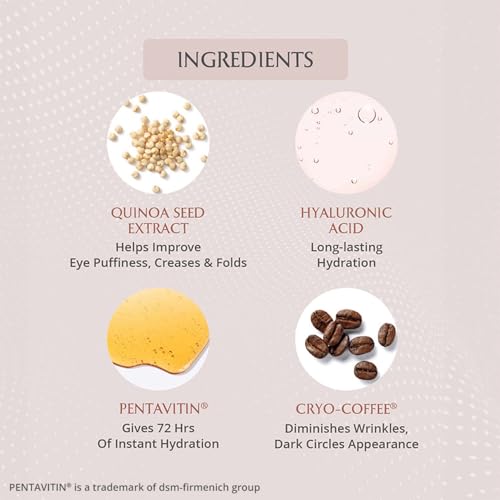 Image of AreoVeda Under Eye Cream with Cooling Massage Roller | Under Eye Roll On with Quinoa for Dark Circles, Puffiness & Fine Lines | Pregnancy-Safe | 10 ml (Pack of 2)