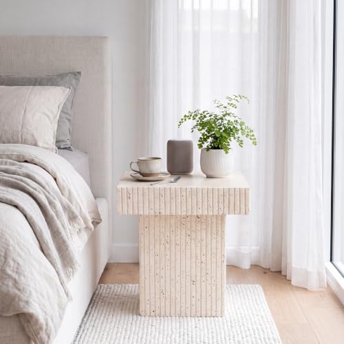 Image of COSIEST Square Patio Side Table Outdoor, All Weather Concrete Accent Table