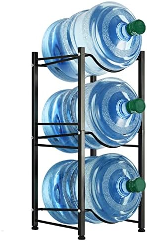 LIANTRAL Water Cooler Jug Rack, 5 Gallon Water Bottle Storage Rack Detachable Heavy Duty Water Bottle Cabby Rack for Home, Office Organization (3-tiers Black)
