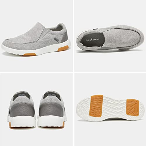 Orthocomfoot Loafers For Men,Plantar Fasciitis Deck Shoes For Flat Feet/High Arch,Rubber Casual Outdoor Sneakers Grey Size 11 #TOP1