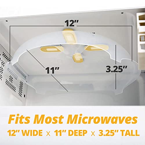Image of HOVER COVER Magnetic Microwave Splatter Cover for Food - 12-Inch - Orange | BPA-Free Lid, Vented Plate Guard with Steam Vents, Anti-Splash Microwave Lid, Dishwasher Safe, Space-Saving Magnetic Storage