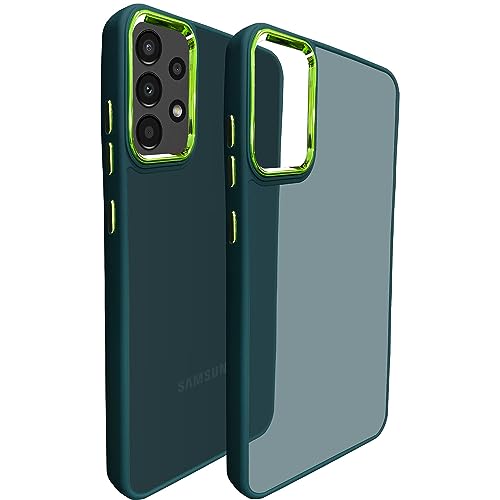 Image of A rtistque Frosted Translucent Back Cover Case for Samsung Galaxy A23 4G / A23 5G | Electroplated Chrome Ring | Raised Camera Edges for Protection | Smooth Sides TPU - Green