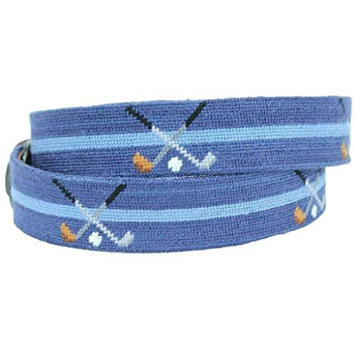 Crossed Clubs Needlepoint Belt in Classic Navy by Smathers & Branson2