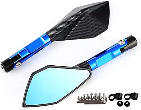 Handle Aluminum Mirror, Blue Forward Screw, Reverse Screw, 0.4 inch 10 mm, 0.3 inch 8 mm, VTR250, CB600F, CB400SF, NC31, NC39, NC42, CB750F, CB1000SF, CB1300SF Universal