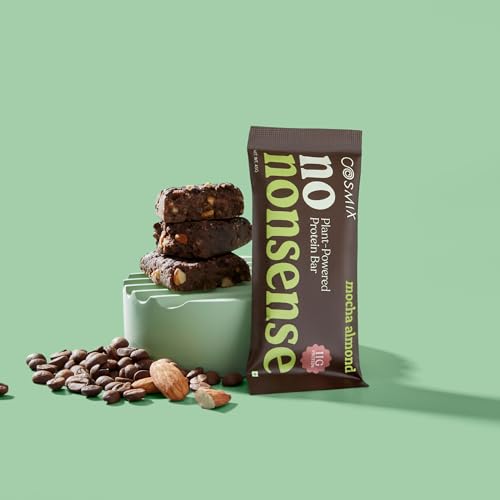 Image of Cosmix No-Nonsense Protein Bar | Mocha Almond | 11g Complete Plant Protein + 6g Fibre | No Added Sugar or Preservatives | Gluten & Lactose-Free, Gut-Friendly | 45g Bar | Pack of 6
