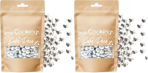 ScrapCooking - Dragées Chocolat Argentées 60 g - Décorations Alimentaires Pâtisserie - Décors Sucrés Comestibles - Perles Sprinkles - Desserts, Gâteaux,...