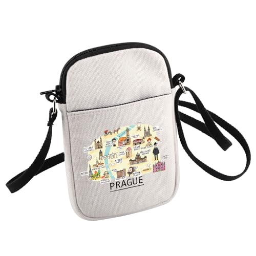 HOLLP PRAGUE Map Crossbody Bag Czechia Vacation Small Sling Bag PRAGUE Souvenirs Gifts Travel Crossbody Bag